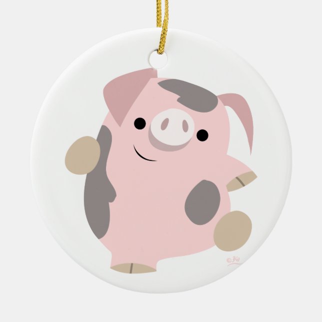 Cute Tecknad Dancing Gris Ornament (Framsidan)