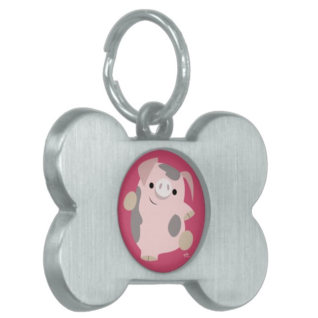 Cute Tecknad Dancing Gris Pet Tag ID-bricka Husdjur (Vänstra Framsidan)