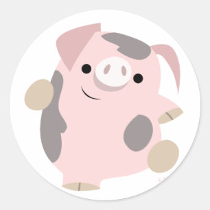 Cute Tecknad Dancing Gris Sticker Runt Klistermärke