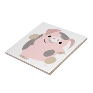 Cute Tecknad Dancing Gris Tile Kakelplatta