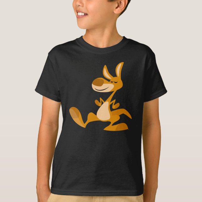 Cute Tecknad Dancing Kangaroo Children T-Shirt (Framsida)