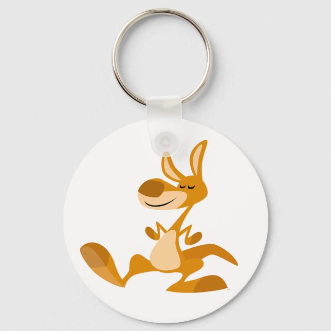 Cute Tecknad Dancing Kangaroo Keychain Nyckelring (Framsida)