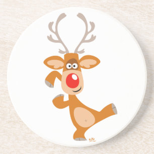 Cute Tecknad Dancing Reindeer Underlägg