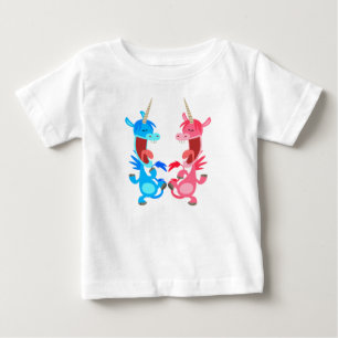 Cute Tecknad Dancing Unicorns Baby T-Shirt