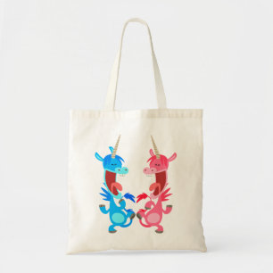 Cute Tecknad Dancing Unicorns Bag Tygkasse