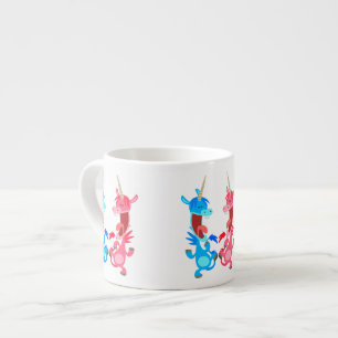 Cute Tecknad Dancing Unicorns Espresso Mugg Espressomugg
