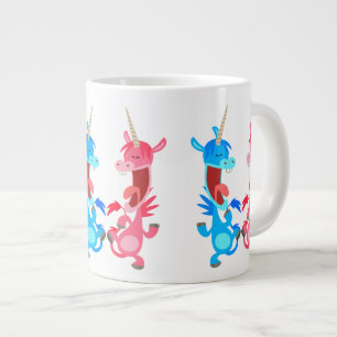 Cute Tecknad Dancing Unicorns Jumbo Mugg
