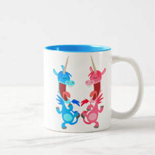Cute Tecknad Dancing Unicorns Mugg