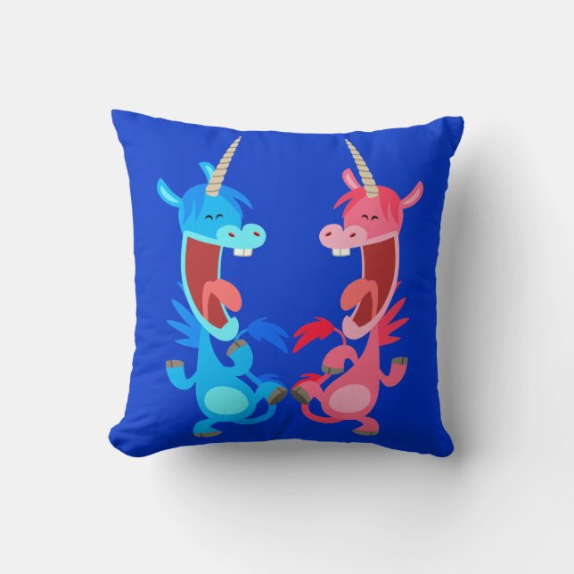 Cute Tecknad Dancing Unicorns Pillow Kudde (Framsida)