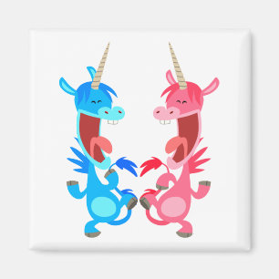 Cute Tecknad Danning Unicorns Magnet