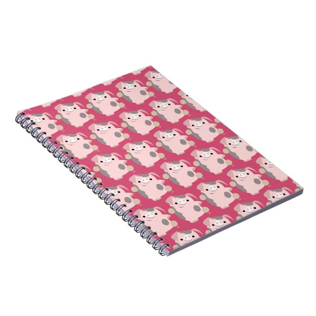 Cute Tecknad Dansar Gris bärbar dator Anteckningsbok Med Spiral (Högra Sidan)