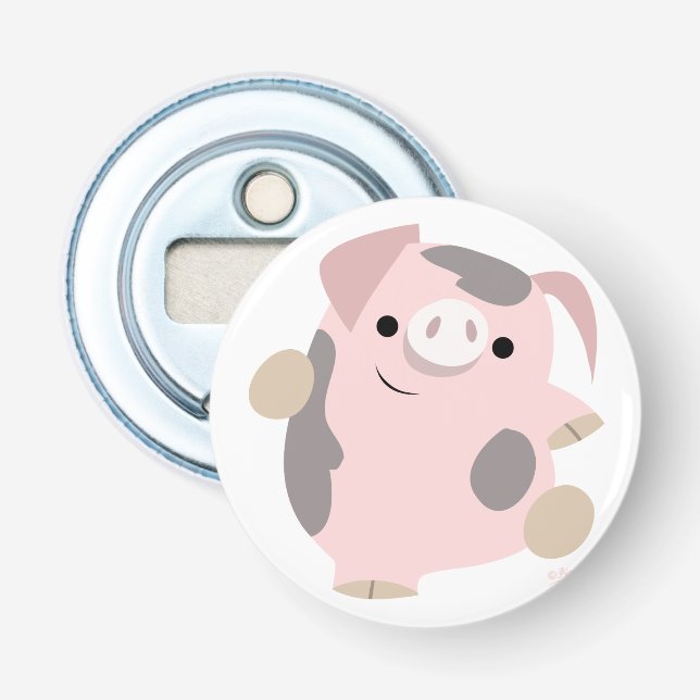Cute Tecknad Dansing Gris Button Bottenöppnare Flasköppnare (Framsidan)