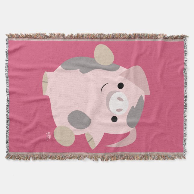 Cute Tecknad Dansing Gris Throw Blanket Filt (Framsidan)