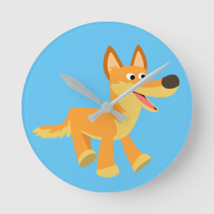 Cute Tecknad Dingo Rund Klocka