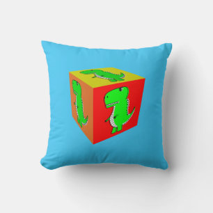 Cute Tecknad Dino Cube Art Kudde