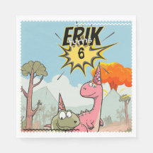 Cute Tecknad Dinosaur Birthday