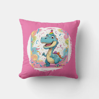 Cute Tecknad Dinosaur Dekorativ kudde med regnbåge