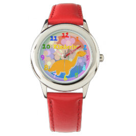 Cute Tecknad Dinosaur Flowers med eget namn Armbandsur