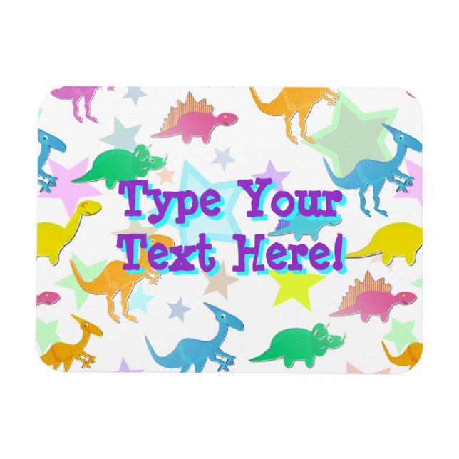 Cute Tecknad Dinosaur Mönster Magnet (Horisontell)