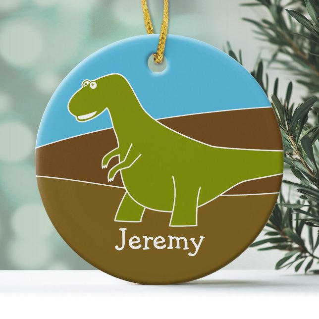 Cute Tecknad Dinosaur Ornament (Personalized Ornament - Dinosaur)