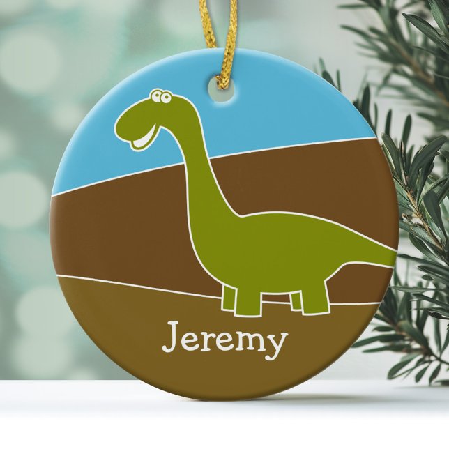 Cute Tecknad Dinosaur Ornament (Personalized Ornament - Dinosaur)