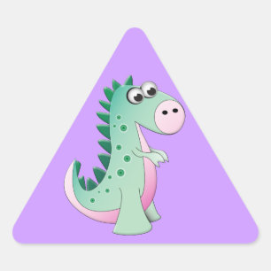 Cute Tecknad Dinosaur Triangelformat Klistermärke