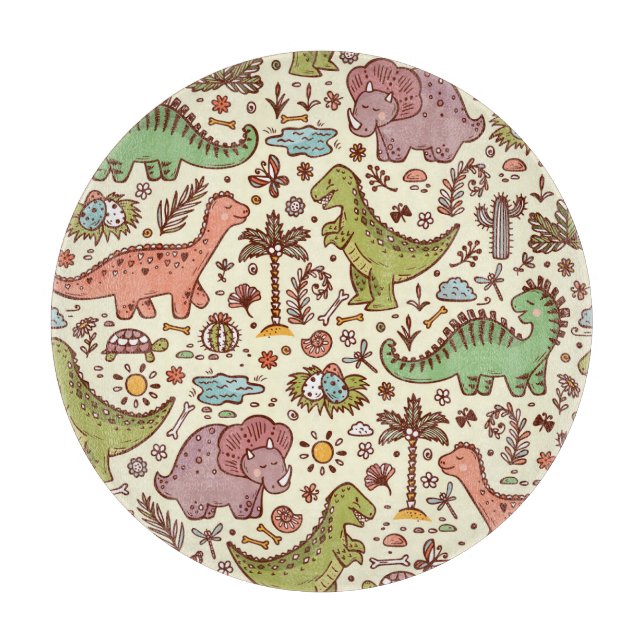 Cute Tecknad Dinosaur Vintage Mönster (Framsidan)