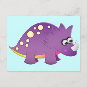 Cute Tecknad Dinosaur Vykort