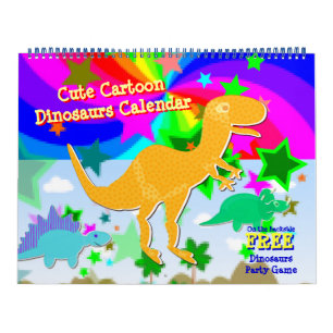Cute Tecknad Dinosaurs Kids Calendar Kalender