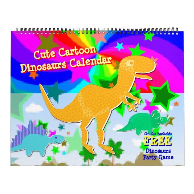 Cute Tecknad Dinosaurs Kids Calendar Kalender (Omslag)