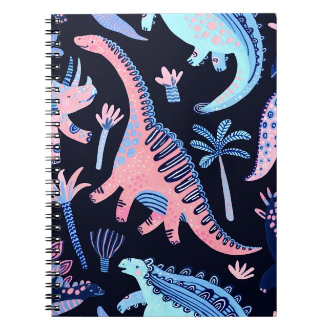 Cute tecknad dinosaurs mönster. anteckningsbok (Framsidan)