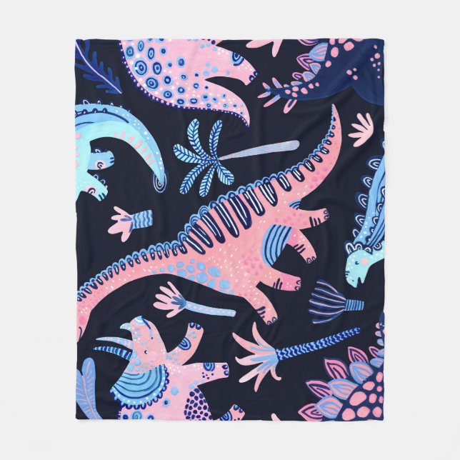 Cute tecknad dinosaurs mönster. fleecefilt (Framsidan)