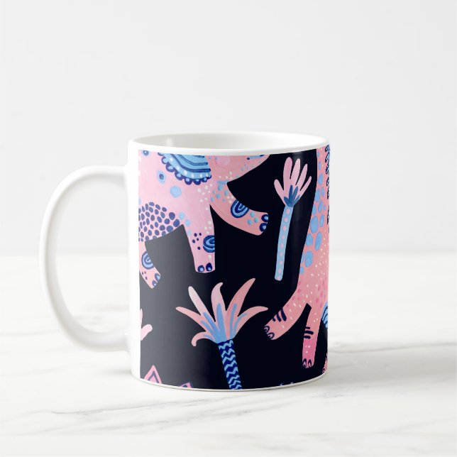 Cute tecknad dinosaurs mönster. kaffemugg (Vänster)