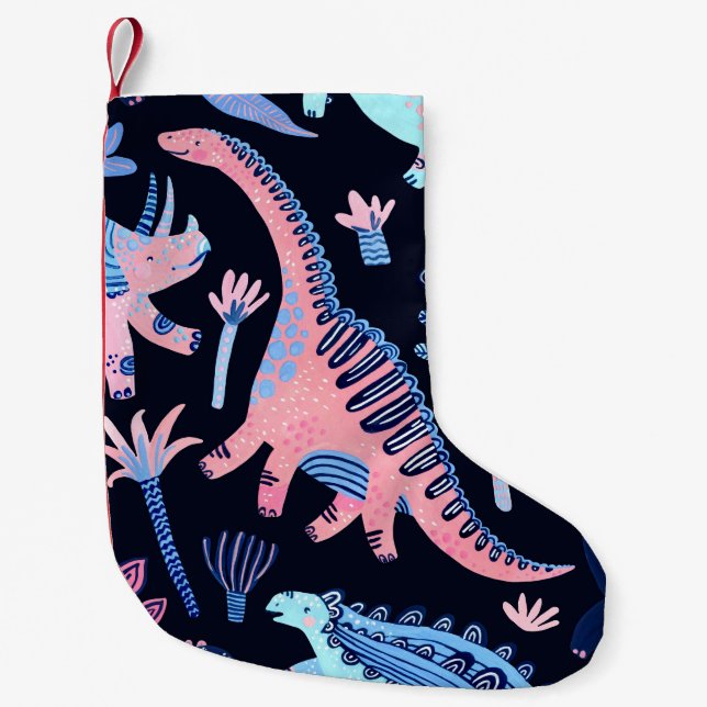 Cute tecknad dinosaurs mönster. liten julstrumpa (Framsidan)