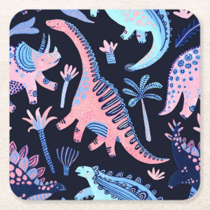 Cute tecknad dinosaurs mönster. underlägg papper kvadrat