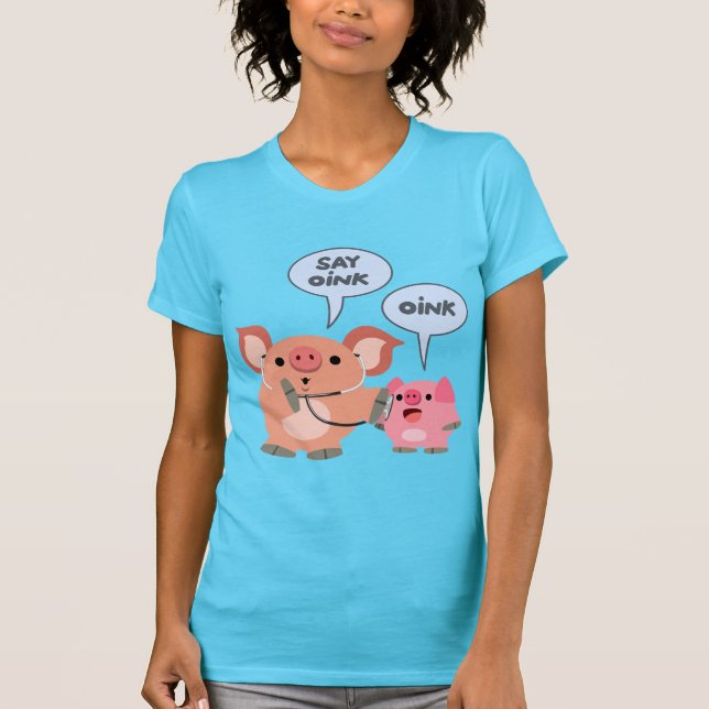 Cute Tecknad Doktor och Patientkvinnor T- Shirts T-shirt (Framsida)