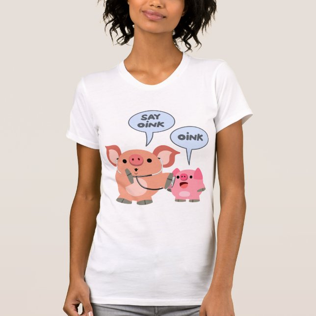 Cute Tecknad Doktor och Patientkvinnor T- Shirts Tröja (Framsida)