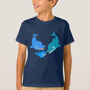 Cute Tecknad Dolphin Family Children T-Shirt