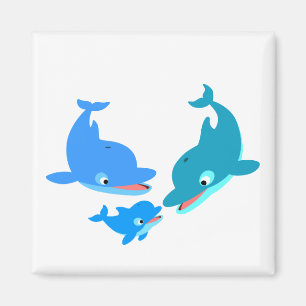Cute Tecknad Dolphin Family Magnet