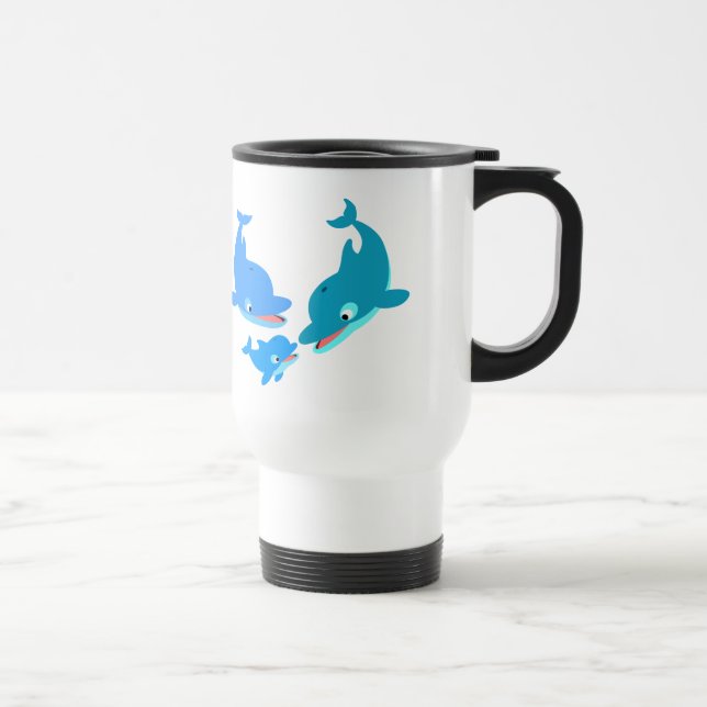 Cute Tecknad Dolphin Family Resemugg (Höger)