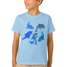 Cute Tecknad Dolphin Pod Children T-Shirt
