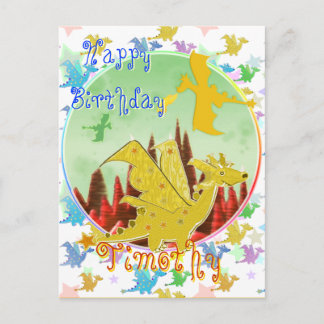 Cute Tecknad Dragons Grattis på födelsedagen-vykor Vykort