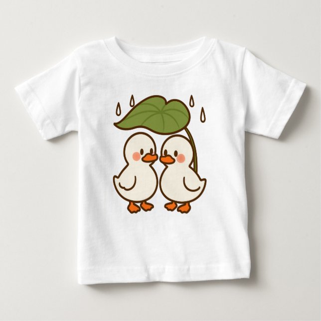 Cute tecknad Ducklings Sharing Löv children T-Shir T Shirt (Framsida)