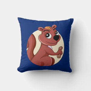 Cute tecknad ekorre med jordnöt kudde