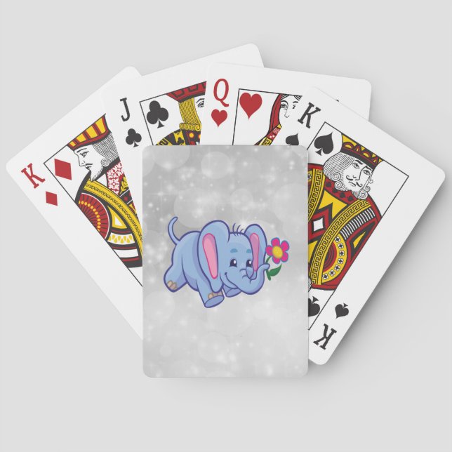 Cute tecknad-elefant casinokort (Baksidan)