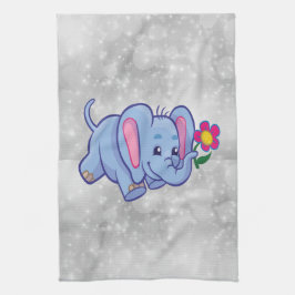Cute tecknad-elefant kökshandduk