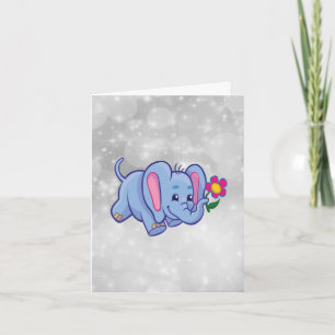 Cute tecknad-elefant kort