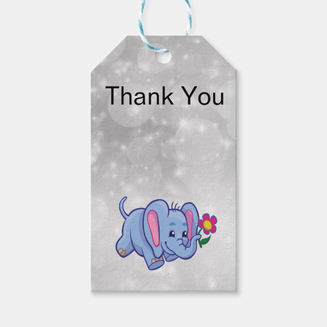 Cute tecknad-elefant presentetikett (Framsidan)
