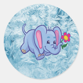 Cute tecknad-elefant runt klistermärke
