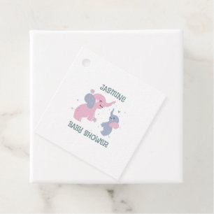 Cute tecknad elefanter mönster på marinblått gåvor etiketter